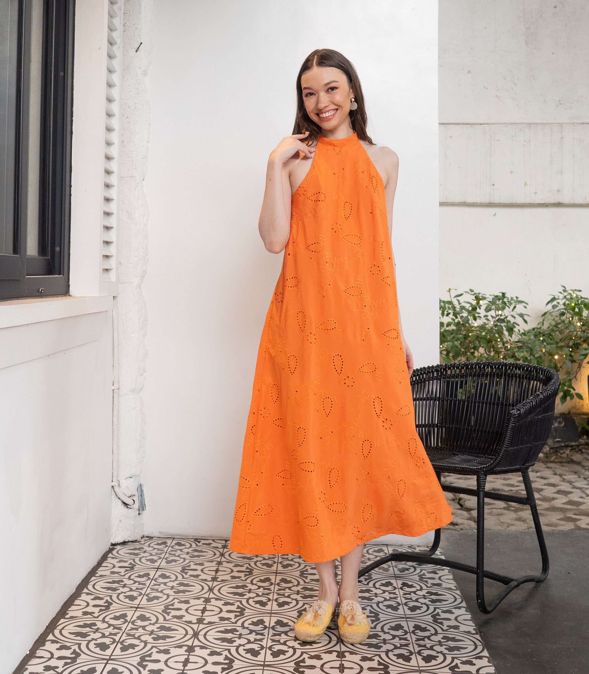 Albion Halter Dress (Tangerine)