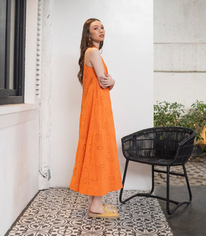 Albion Halter Dress (Tangerine)