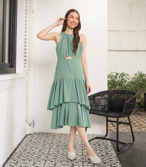 Azura Halter Layered Dress (Mint)