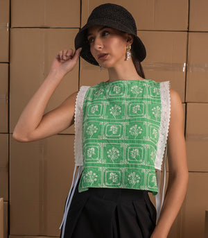 Karmyn Embroidered Bib Top (Bright Green)