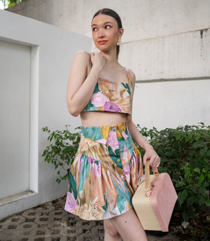 Marana Tha Olivarez Top and Skirt Set (Painterly Florals)