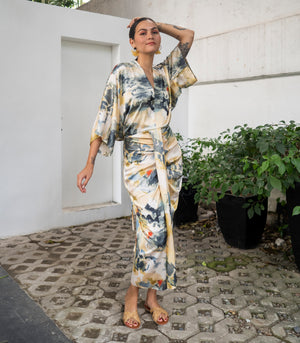 Marana Tha Renata Kimono Dress (Watercolor Print)