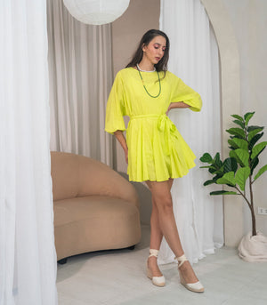 Paloha Fluted Mini Dress (Lemon)