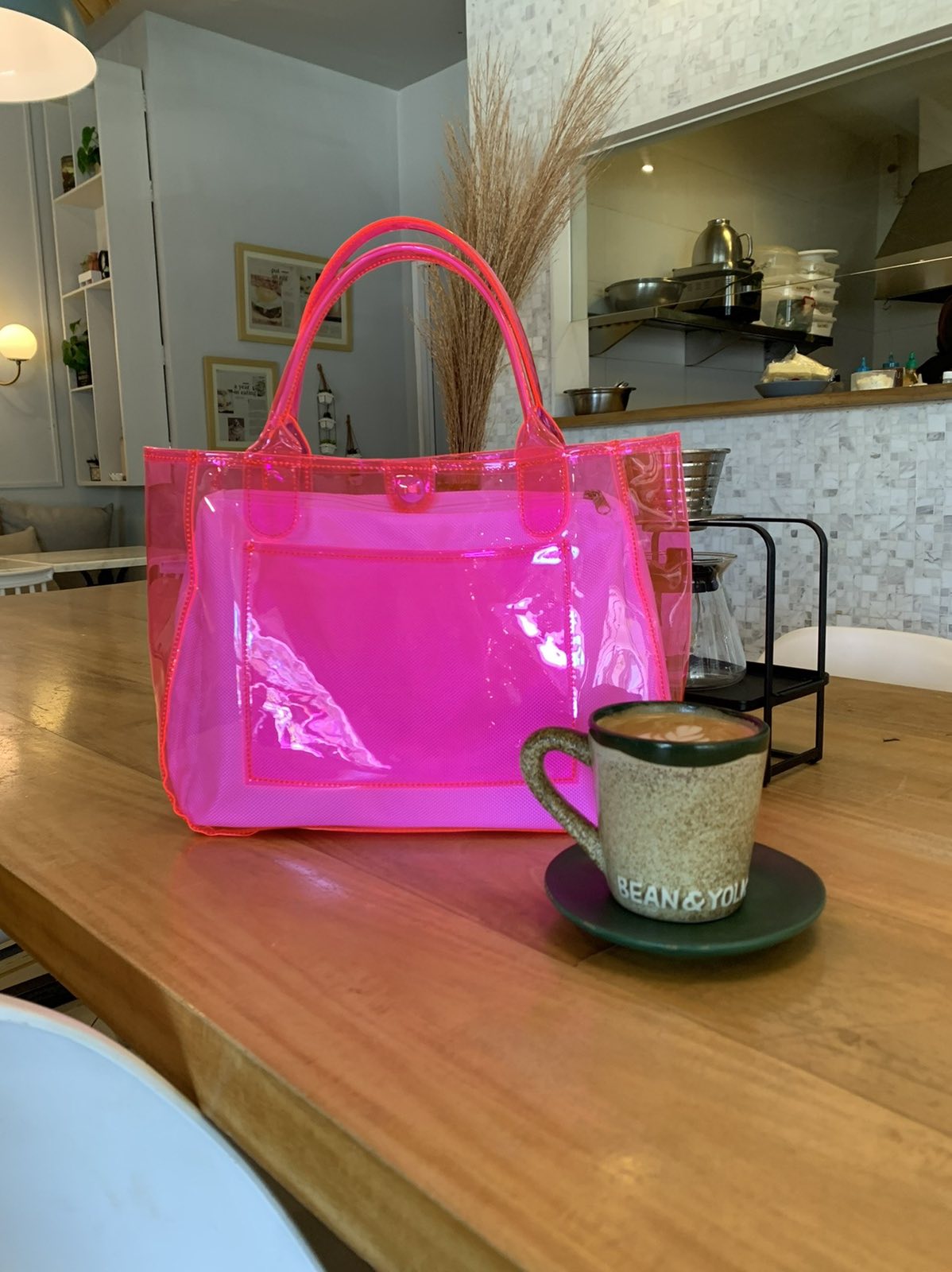 Neon pink cheap clear purse